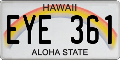 HI license plate EYE361