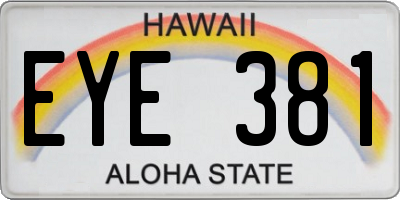 HI license plate EYE381