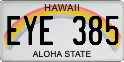 HI license plate EYE385