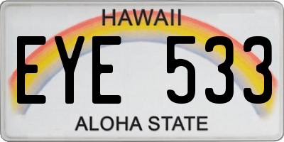 HI license plate EYE533