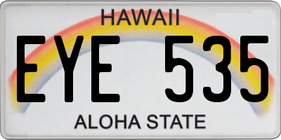 HI license plate EYE535