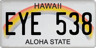 HI license plate EYE538