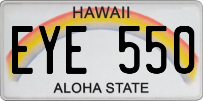 HI license plate EYE550