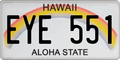 HI license plate EYE551