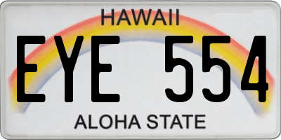 HI license plate EYE554
