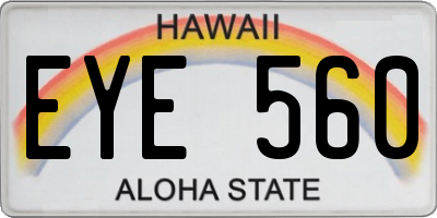 HI license plate EYE560
