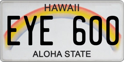HI license plate EYE600