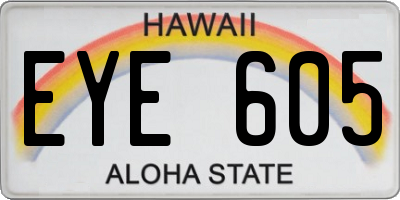 HI license plate EYE605