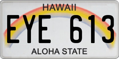 HI license plate EYE613