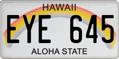 HI license plate EYE645