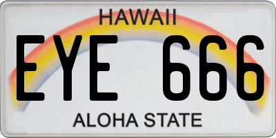 HI license plate EYE666
