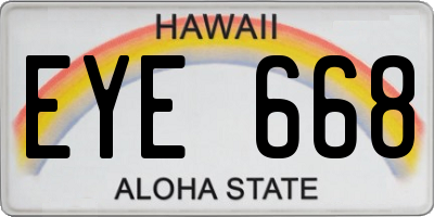 HI license plate EYE668