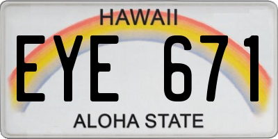 HI license plate EYE671