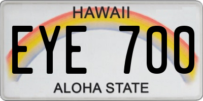 HI license plate EYE700