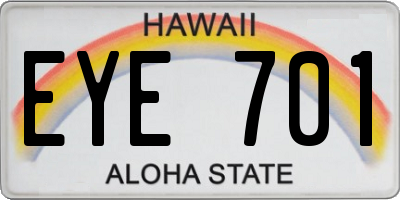 HI license plate EYE701