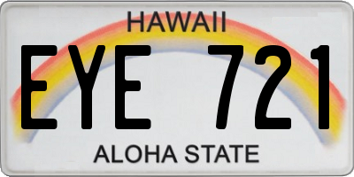 HI license plate EYE721