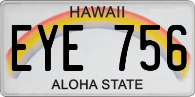HI license plate EYE756
