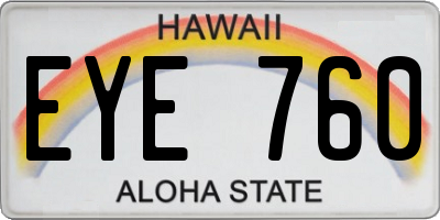 HI license plate EYE760