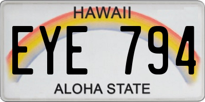 HI license plate EYE794
