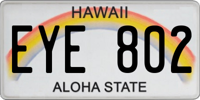HI license plate EYE802