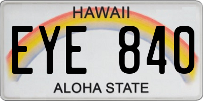 HI license plate EYE840