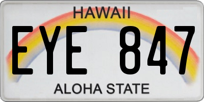 HI license plate EYE847