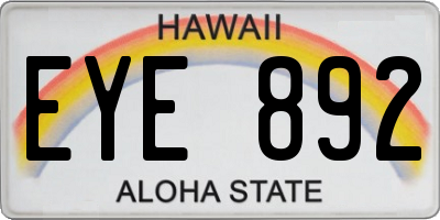HI license plate EYE892