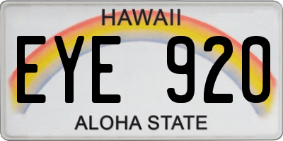 HI license plate EYE920