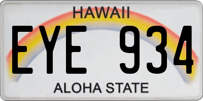 HI license plate EYE934