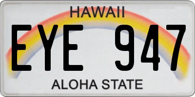 HI license plate EYE947