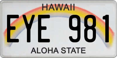 HI license plate EYE981