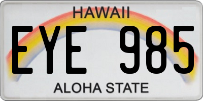 HI license plate EYE985