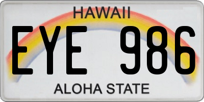 HI license plate EYE986