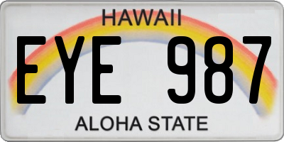 HI license plate EYE987
