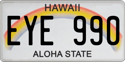 HI license plate EYE990
