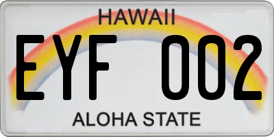 HI license plate EYF002
