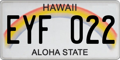 HI license plate EYF022