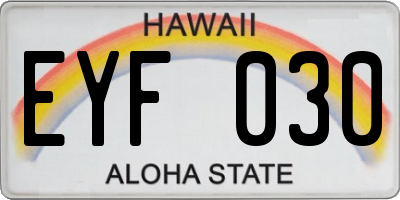 HI license plate EYF030