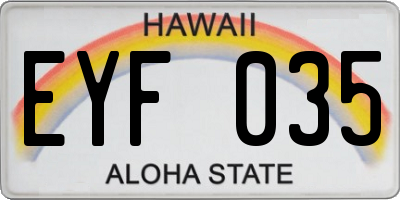 HI license plate EYF035