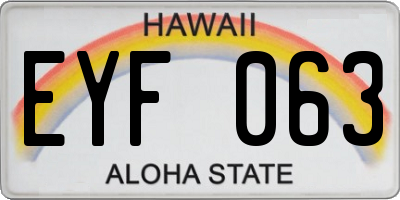 HI license plate EYF063