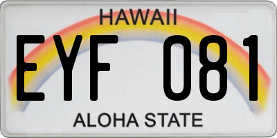 HI license plate EYF081