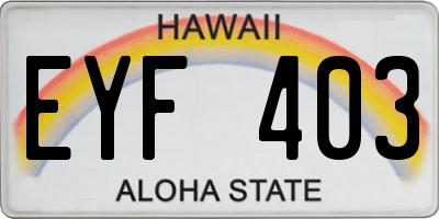 HI license plate EYF403