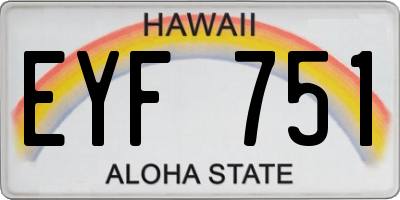 HI license plate EYF751
