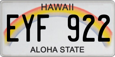 HI license plate EYF922