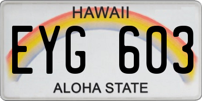 HI license plate EYG603