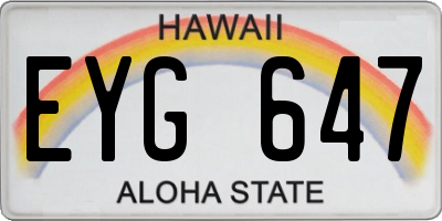 HI license plate EYG647