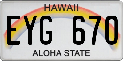 HI license plate EYG670