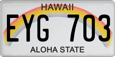 HI license plate EYG703