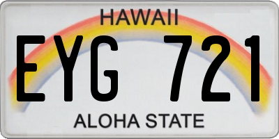 HI license plate EYG721