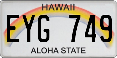 HI license plate EYG749